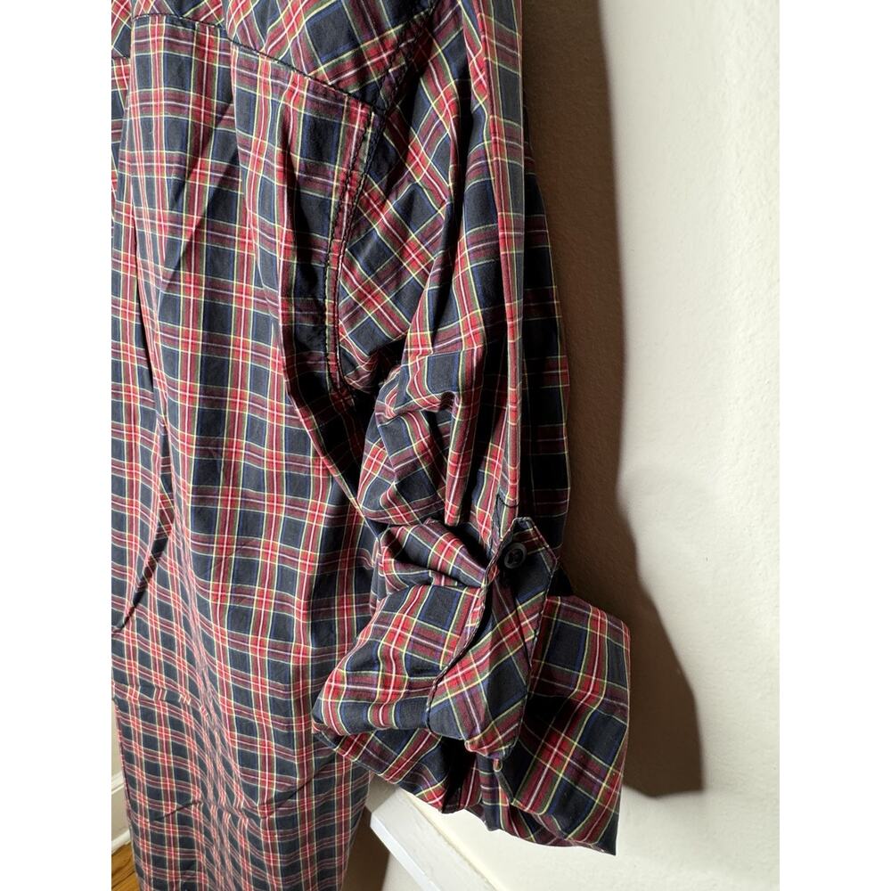 Tommy Hilfiger Big Logo Trim Fit Long Sleeve Button Up Shirt Men’s red Blue XL - Picture 8 of 12
